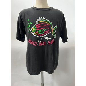 Poly Tees Hawaii Fish Neon TShirt  XL Black, Neon  Tropical  Cotton